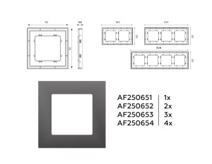Рамка 4 местная пластик, Антрацит серый , ALFA Qubi Ambrella Volt AF250654