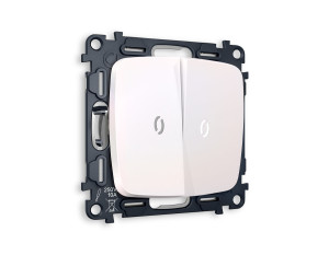 Выключатель 2 кл. проходной с/подсв. (5600K), Жемчуг, OMEGA Quant Ambrella Volt MO204035