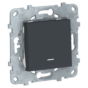 Кнопка без фиксации с подсветкой, Антрацит, Unica New Schneider NU520654N