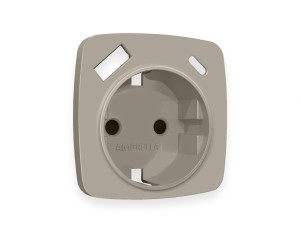 Лицевая панель розетки с З/К и USB зарядкой А+С с шторками, Серо-бежевый матовый, OMEGA Quant Ambrella Volt OP3700