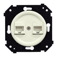 Розетка пластик компьютерная RJ45 (внутренний монт.), Слоновая кость матовый, Шедель Bironi B3-302-211M