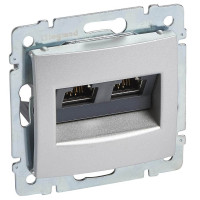 Розетка 2ая компьютерная RJ45 STP 10, алюминий, Valena Classic Legrand 770273