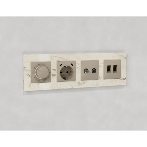 Лицевая панель терморегулятора теплого пола механического, Серо-бежевый матовый, ALFA Quant Ambrella Volt AP3657