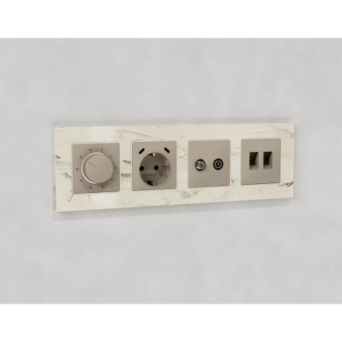 Лицевая панель терморегулятора теплого пола механического, Серо-бежевый матовый, ALFA Quant Ambrella Volt AP3657