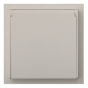 Розетка с З/К с крышкой, герметичная IP44, Лен, Rikkett 35946 LN