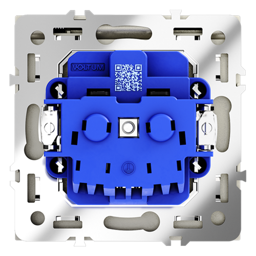 Розетка с З/К, шторками и крышкой, Сталь, S70 Voltum VLS040305