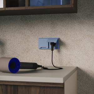 Лицевая панель для розетки с З/К, шторками и крышкой, Деним, S70 Voltum VLS000815