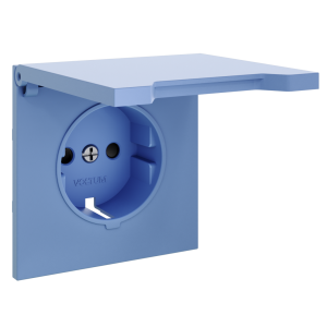 Лицевая панель для розетки с З/К, шторками и крышкой, Деним, S70 Voltum VLS000815