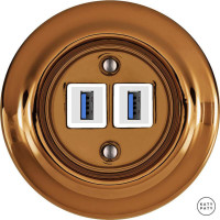 Розетка USB для зарядки, медный глянцевый, Katy Paty OPCUNGsUSBw 