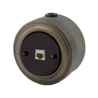 Розетка компьютерная RJ45 Cat.5E из металла, состаренное серебро/чёрный Vintage М1-27-29bl