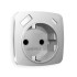 Лицевая панель розетки с З/К и USB зарядкой А+С с шторками, Серебро глянец, OMEGA Quant Ambrella Volt OP4100