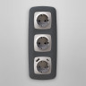Лицевая панель розетки с З/К и USB зарядкой А+С с шторками, Серебро глянец, OMEGA Quant Ambrella Volt OP4100