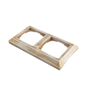 Рамка 2 местная деревянная под электрику JUNG/ABB Basic 55 на бревно D220, белый-золотой, DecoWood СМБЗ552-220
