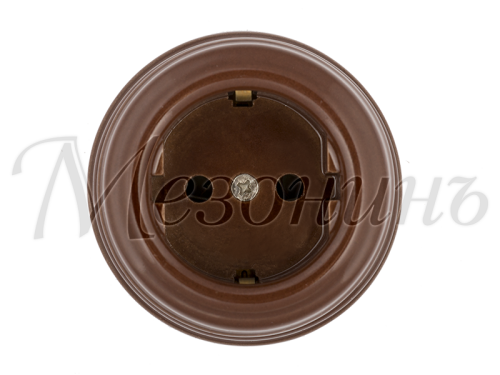 Ретро розетка фарфоровая с 3/К, коричневый, ТМ МезонинЪ GE70301-04