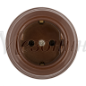 Ретро розетка фарфоровая с 3/К, коричневый, ТМ МезонинЪ GE70301-04