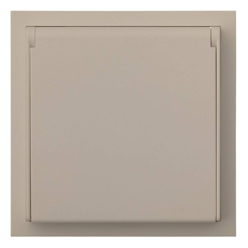 Розетка с З/К с крышкой, герметичная IP44, Латте, Rikkett 35946 LT