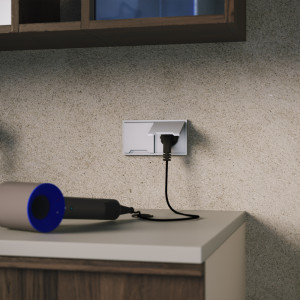 Лицевая панель для розетки с З/К, шторками и крышкой, Серый, S70 Voltum VLS000816