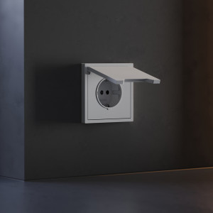 Лицевая панель для розетки с З/К, шторками и крышкой, Серый, S70 Voltum VLS000816