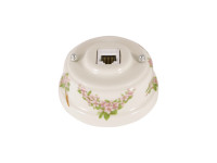 Розетка комп. RJ45 cat.6, керамика, розовые цветы, серебристая фурнитура, Leanza РК6РС