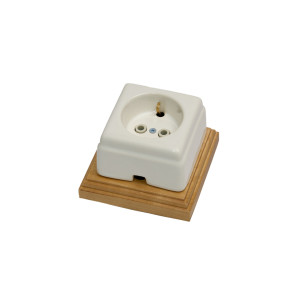 Ретро розетка керамическая с З/К, Белый, Кром Interior Electric РСЗКК/02