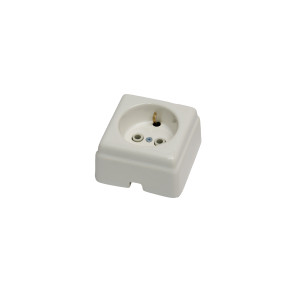 Ретро розетка керамическая с З/К, Белый, Кром Interior Electric РСЗКК/02