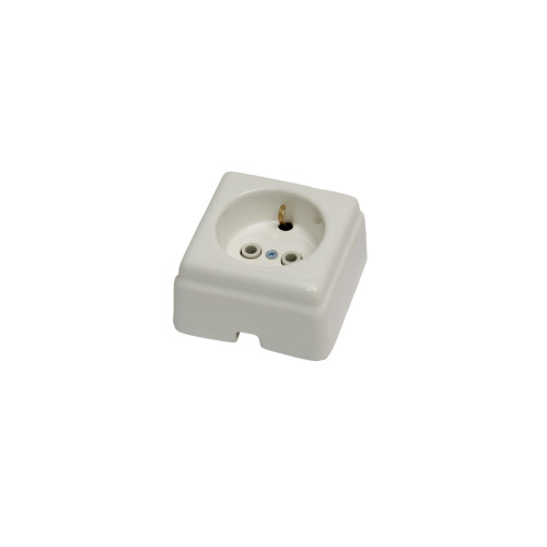 Ретро розетка керамическая с З/К, Белый, Кром Interior Electric РСЗКК/02