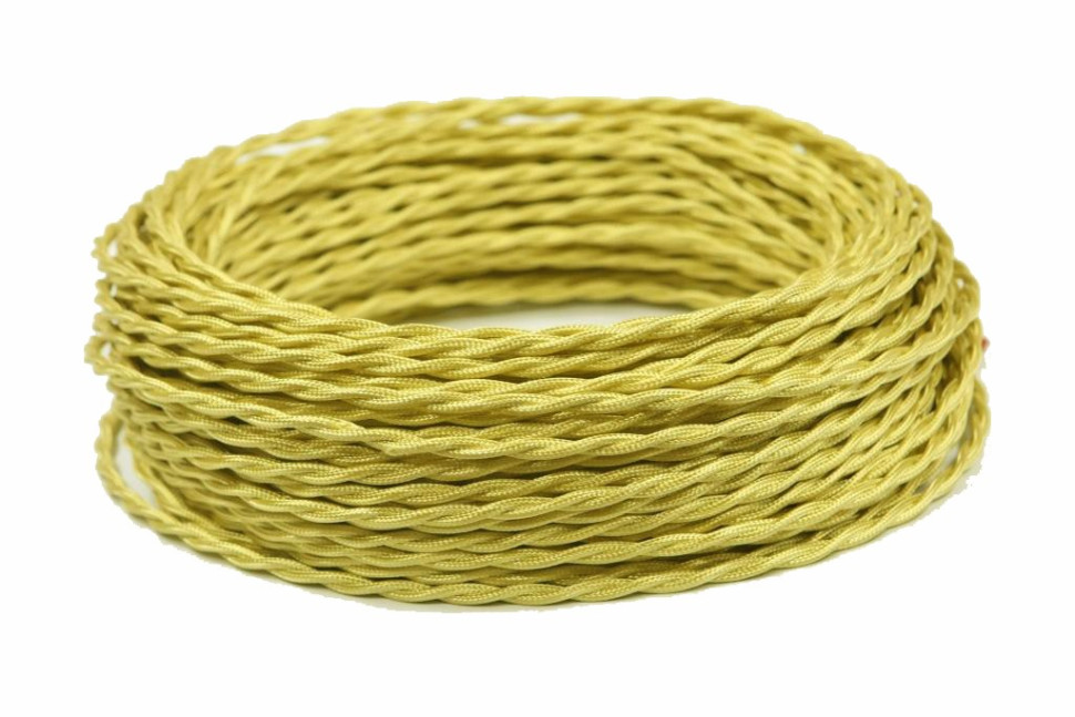 Ретро кабель витой 2x1,5 Светло-золотой шелк, Interior Wire ПРВ2150-ЗЛШ  (1 метр)