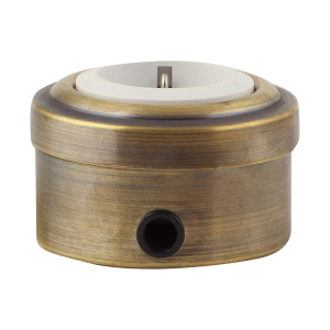 Ретро розетка c З/К из металла, бронза/белый Vintage М1-22-21