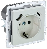 Розетка с З/К и USB зарядкой, тип А+C, Жемчуг, Brite IEK BR-R14-16-U22-018-K36