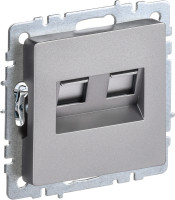 Розетка компьютерная 2-я RJ45 Cat. 6e, Сталь, Brite IEK BR-K20-2-K46