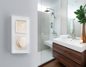 Выключатель 1 кл. с/подсв. (5600K), Бежевый глянец, ALFA Quant Ambrella Volt MA302015