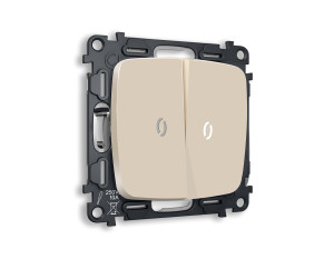 Выключатель 2 кл. проходной с/подсв. (5600K), Бежевый матовый, OMEGA Quant Ambrella Volt MO324035