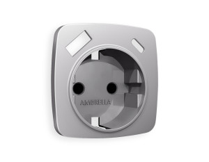 Лицевая панель розетки с З/К и USB зарядкой А+С с шторками, Сталь матовый, OMEGA Quant Ambrella Volt OP5100