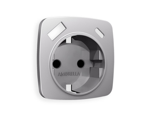 Лицевая панель розетки с З/К и USB зарядкой А+С с шторками, Сталь матовый, OMEGA Quant Ambrella Volt OP5100