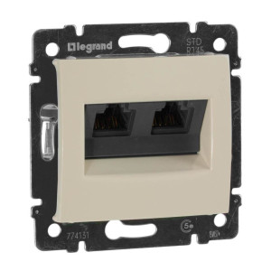 Розетка 2ая компьютерная RJ45 Cat. 5e, слоновая кость, Valena Classic Legrand 774131