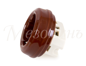 Ретро розетка фарфоровая с 3/К без рамки, Коричневый, ТМ МезонинЪ GE70301-04K