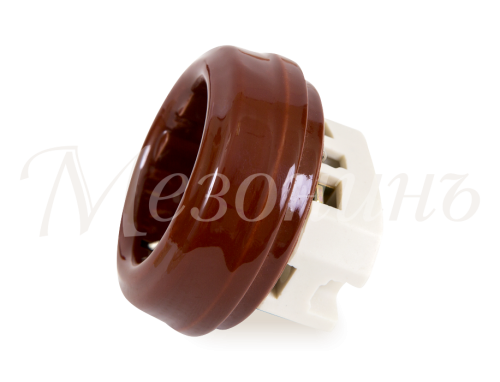Ретро розетка фарфоровая с 3/К без рамки, коричневый, ТМ МезонинЪ GE70301-04K