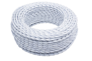 Ретро кабель витой 2x1,5 белый глянцевый Bironi B1-424-071
