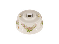 Розетка комп. RJ45 cat.6, керамика, розовые цветы, золотистая фурнитура, Leanza РК6РЗ