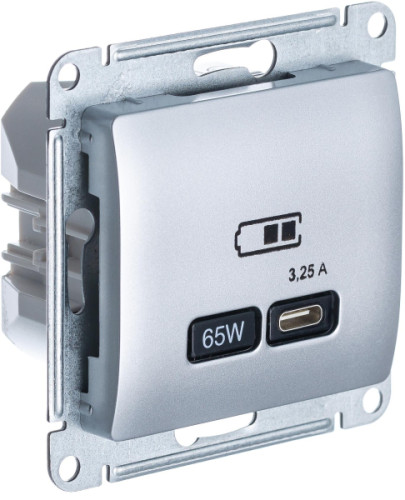 Розетка USB для быстрой зарядки, тип C 65ВТ, Алюминий, AtlasDesign SE GSL000327