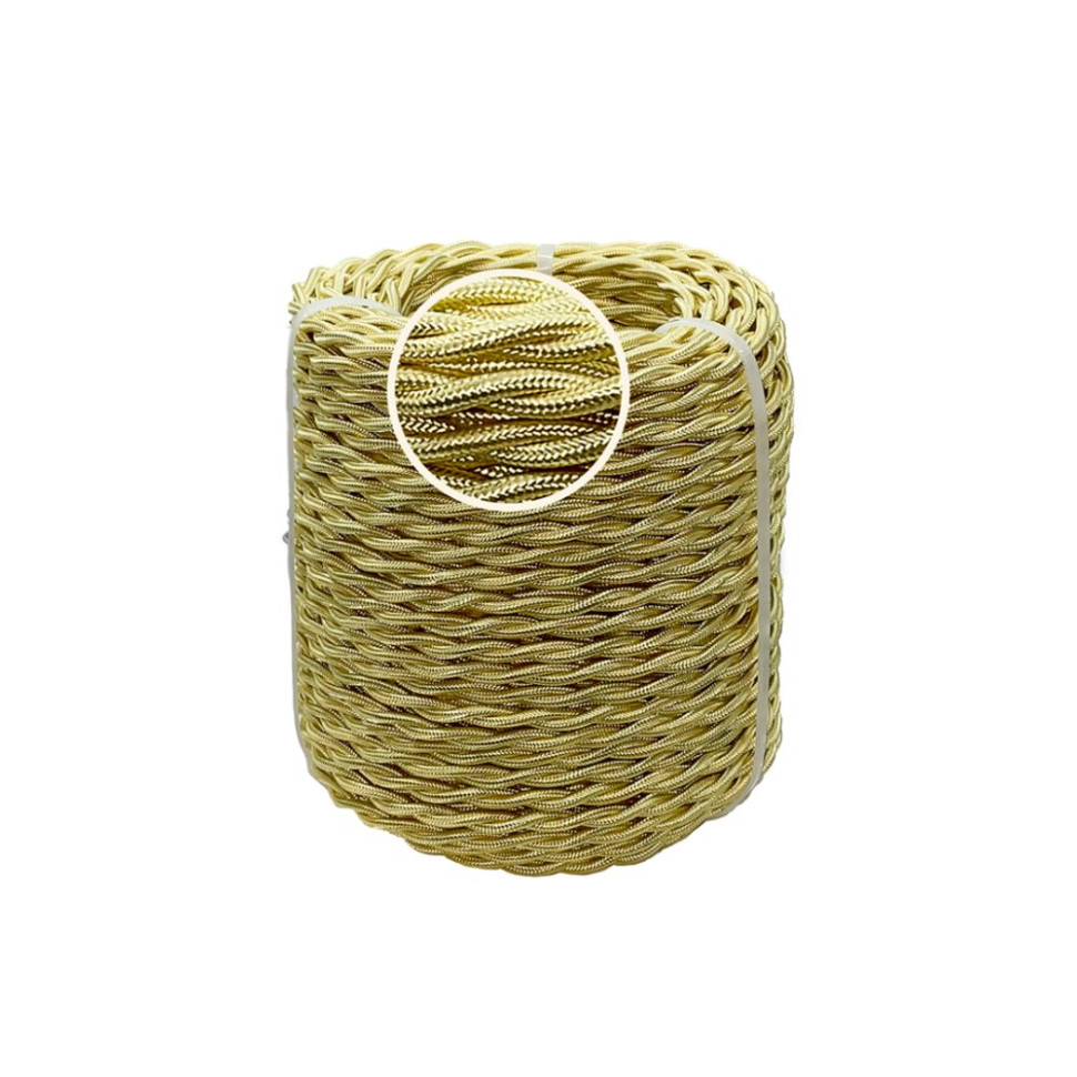Ретро кабель витой 2x1,5 Золото шелк, Edisel ПРВ (1 метр)