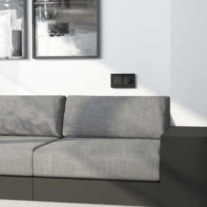 Рамка 2 местная металл, Черный алюминий, AluMax Werkel W0023508