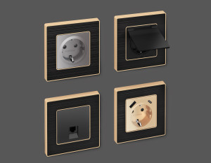 Рамка 4 местная стекло органическое, Черный\Шампань, ALFA Arctic Ambrella Volt AF580544