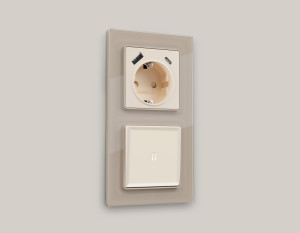 Выключатель 1 кл. с/подсв. (5600K), Бежевый матовый, ALFA Quant Ambrella Volt MA322015