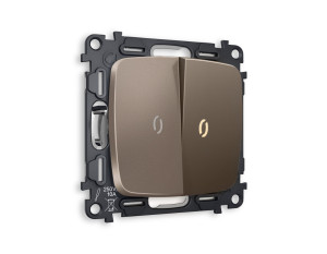 Выключатель 2 кл. с/подсв. (3200K), Темная бронза матовый, OMEGA Quant Ambrella Volt MO634010