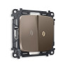 Выключатель 2 кл. с/подсв. (3200K), Темная бронза матовый, OMEGA Quant Ambrella Volt MO634010