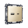 Розетка USB для быстрой зарядки тип A+C, Шампань, ALFA Quant Ambrella Volt MA611010