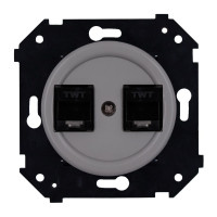 Розетка пластик компьютерная RJ45 (внутренний монт.), Титан матовый, Шедель Bironi B3-302-26M