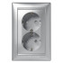 Розетка 2-ая с З/К со шторками, алюминий, Valena Classic Legrand 770248