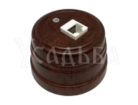 Розетка пластиковая компьютерная RJ45, орех, ТМ МезонинЪ Усадьба GE30341-14